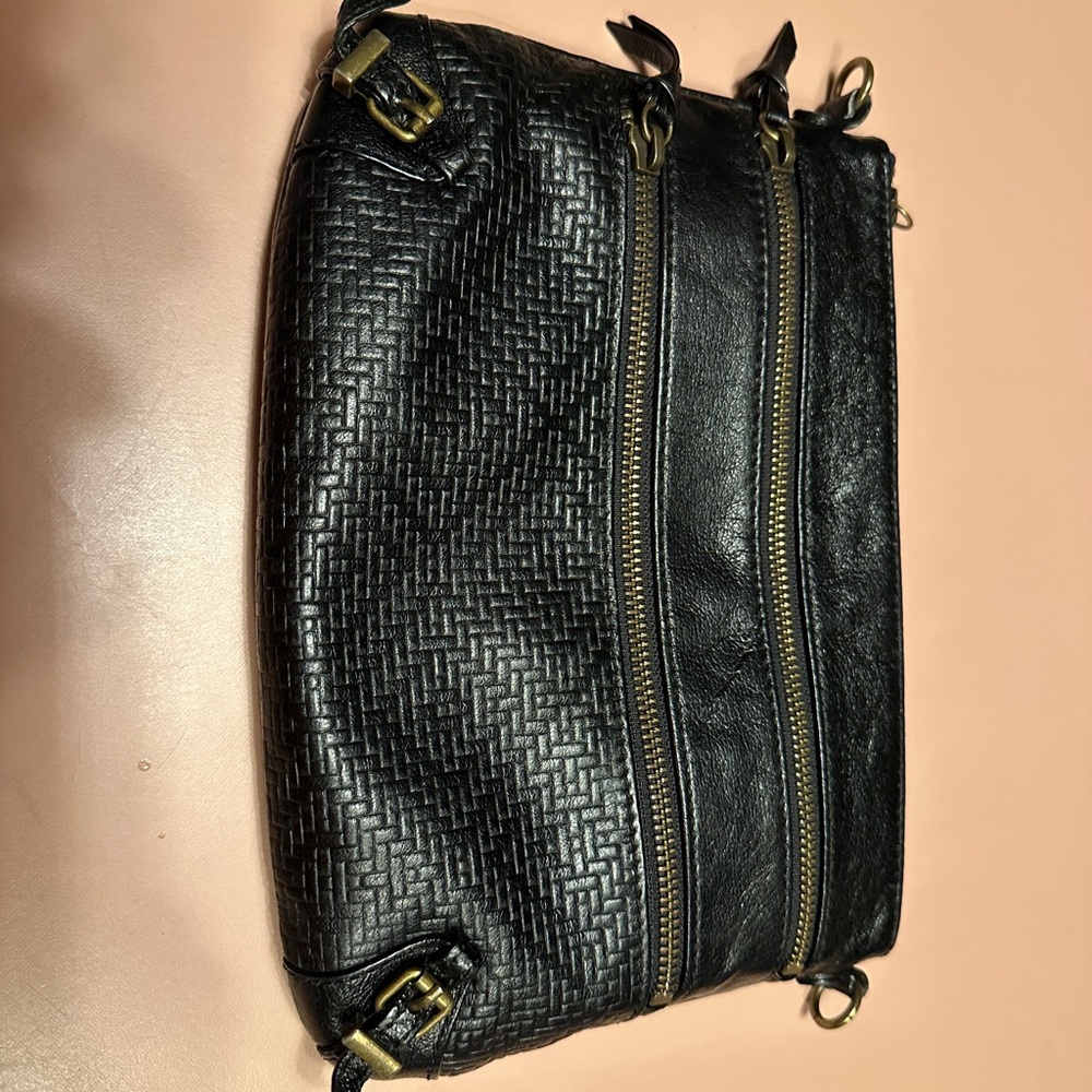 Elliott Lucca Black Textured Crossbody Bag